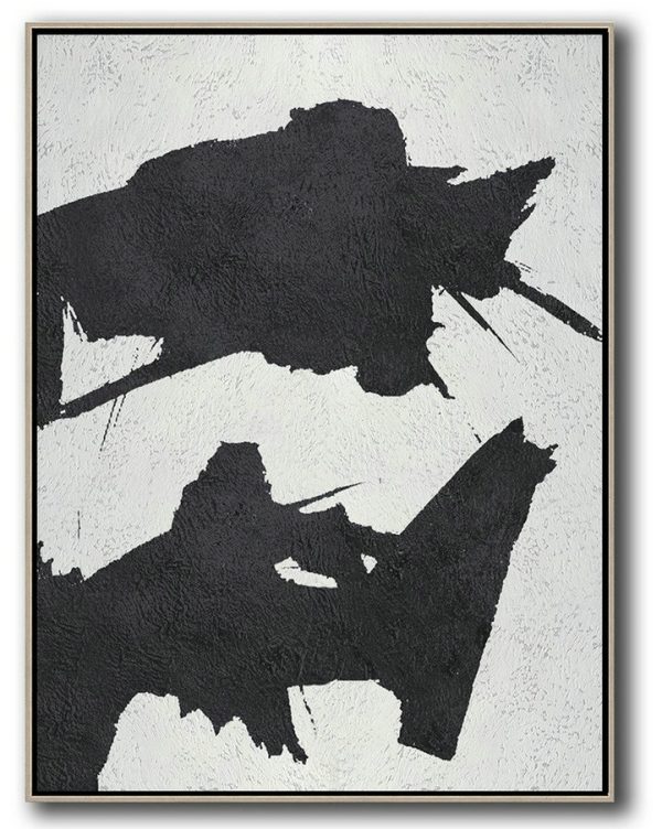 Modern Canvas Art,Black And White Minimal Painting On Canvas - Giant Wall Decor