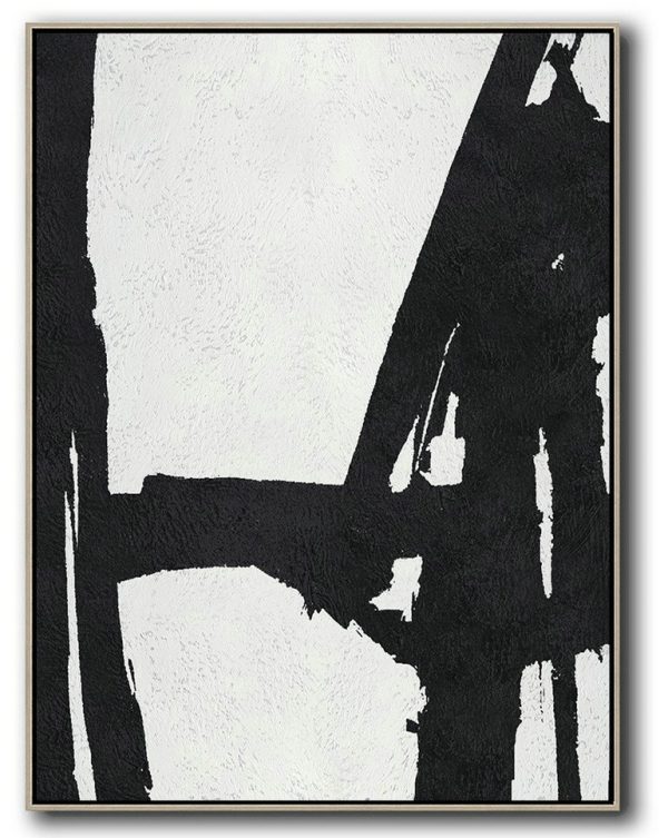 Abstract Painting Extra Large Canvas Art,Black And White Minimal Painting On Canvas - Colorful Wall Art