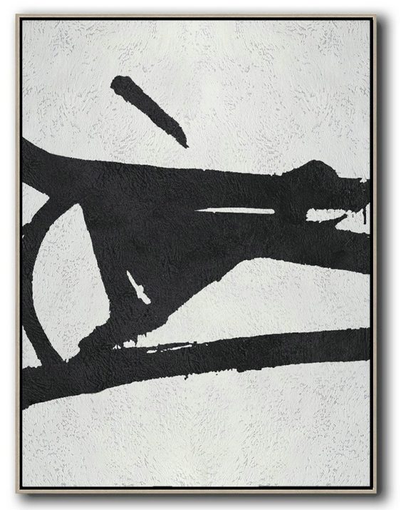 Artwork For Sale,Black And White Minimal Painting On Canvas - Pretty Abstract Paintings