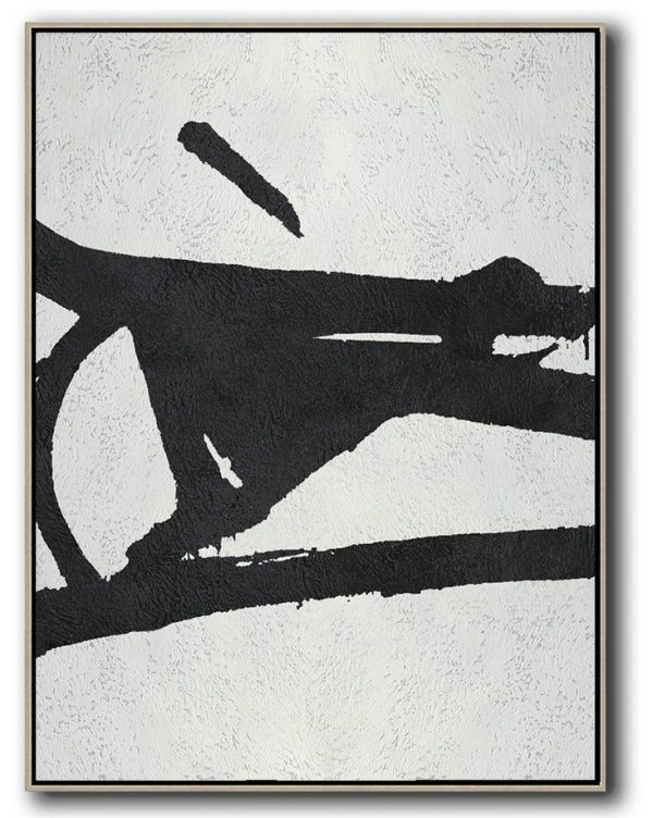 Artwork For Sale,Black And White Minimal Painting On Canvas - Pretty Abstract Paintings