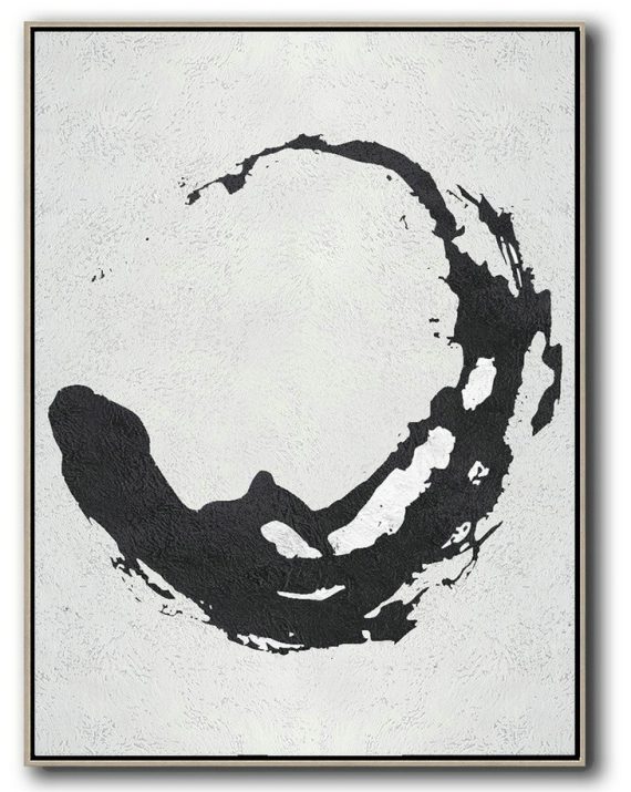 Modern Paintings,Black And White Minimal Painting On Canvas - Contemporary Artwork