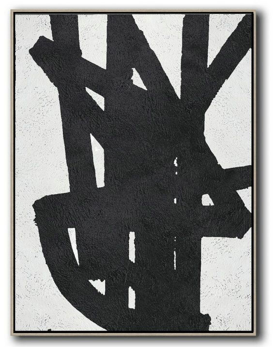 Art Work,Black And White Minimal Painting On Canvas - Modern Art Oil Painting