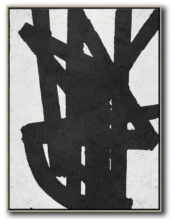 Art Work,Black And White Minimal Painting On Canvas - Modern Art Oil Painting