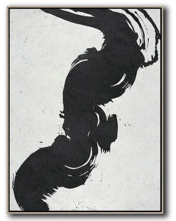 Contemporary Art Acrylic Painting,Black And White Minimal Painting On Canvas - Multicolor Abstract Painting