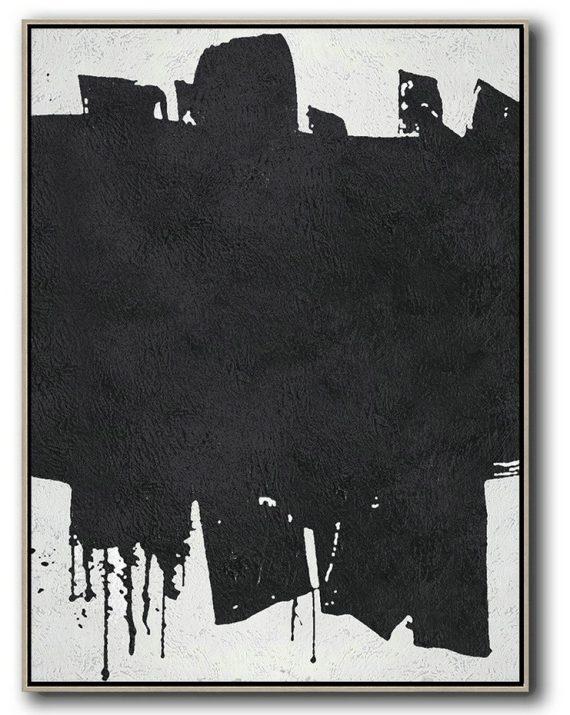 Modern Canvas Art,Black And White Minimal Painting On Canvas - Custom Oil Painting