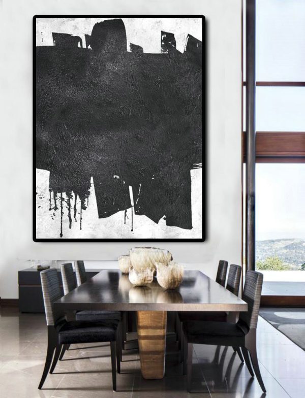 Modern Canvas Art,Black And White Minimal Painting On Canvas - Custom Oil Painting - Image 3