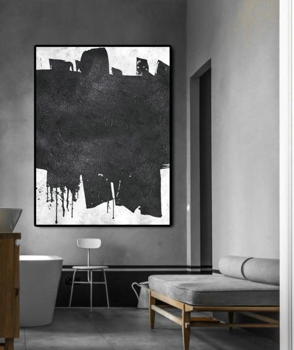 Modern Canvas Art,Black And White Minimal Painting On Canvas - Custom Oil Painting - Image 5
