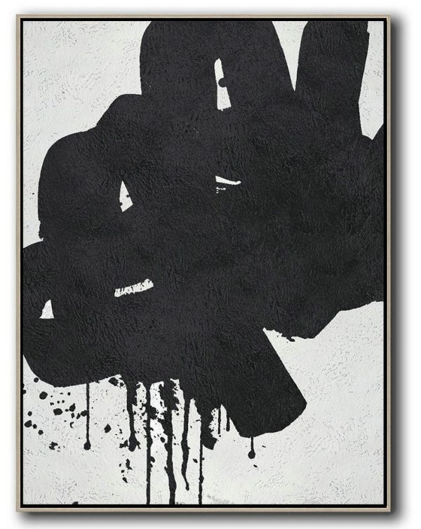 Large Living Room Wall Decor,Black And White Minimal Painting On Canvas - Abstract Artwork Online