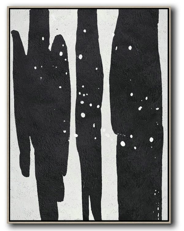 Wall Art Painting,Black And White Minimal Painting On Canvas - Abstract Painting For Home