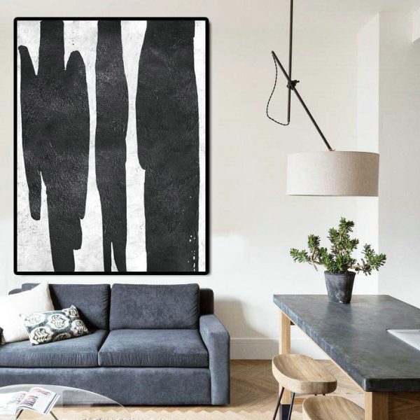 Wall Art Painting,Black And White Minimal Painting On Canvas - Abstract Painting For Home - Image 5
