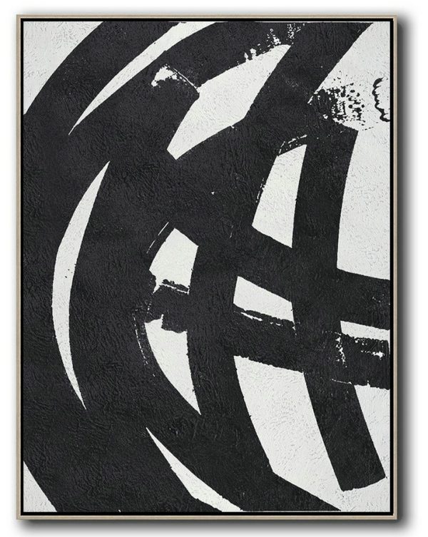Wall Art Ideas For Living Room,Black And White Minimal Painting On Canvas - Original Abstract Oil Paintings