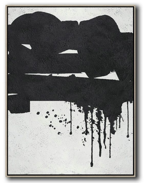 Pop Art Canvas,Black And White Minimal Painting On Canvas - Large Living Room Decor