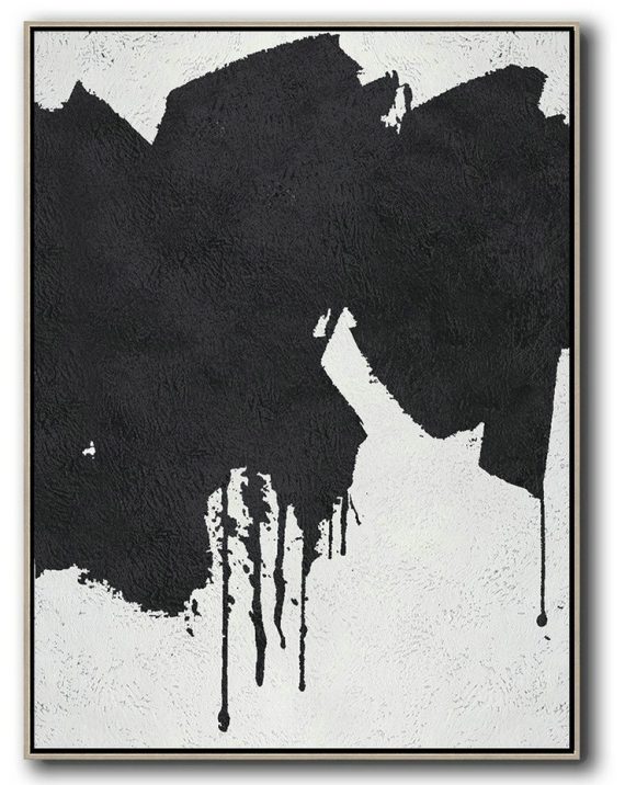 Hand Painted Extra Large Abstract Painting,Black And White Minimal Painting On Canvas - Contemporary Art Wall Decor