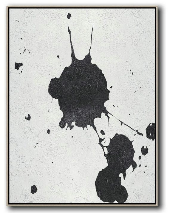 Hand Made Abstract Art,Black And White Minimal Painting On Canvas - Acrylic Painting Canvas Art