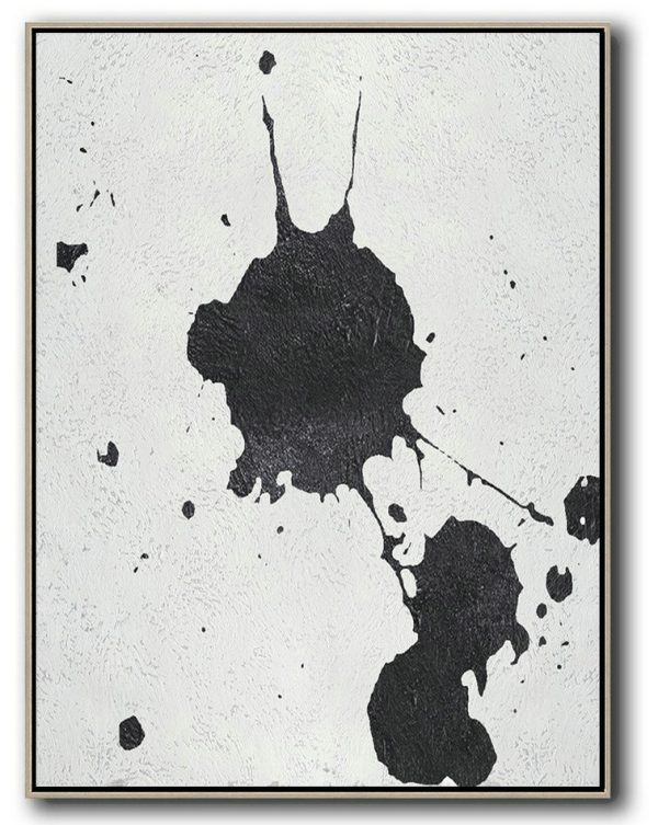 Hand Made Abstract Art,Black And White Minimal Painting On Canvas - Acrylic Painting Canvas Art