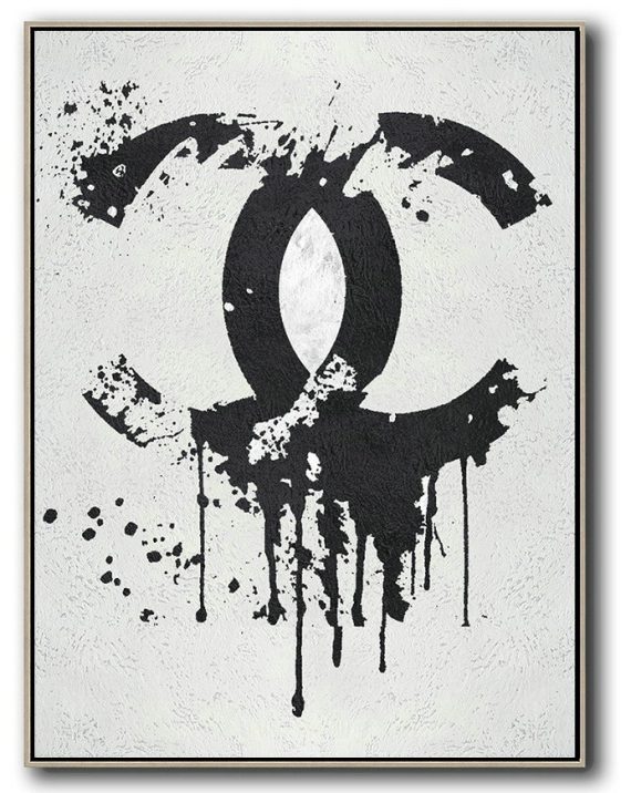 Handmade Large Painting,Black And White Minimal Painting On Canvas - Extra Large Canvas Art,Handmade Acrylic Painting