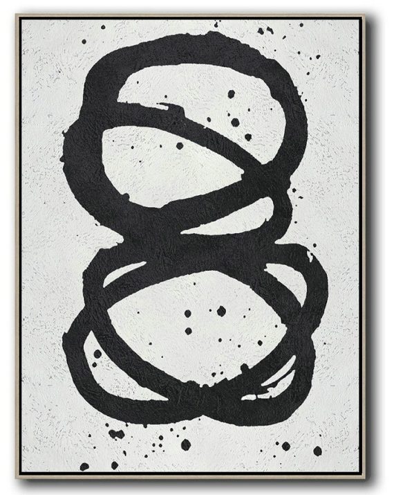Original Artwork Extra Large Abstract Painting,Black And White Minimal Painting On Canvas - Hand Painted Acrylic Painting