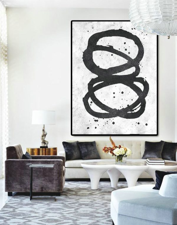 Original Artwork Extra Large Abstract Painting,Black And White Minimal Painting On Canvas - Hand Painted Acrylic Painting - Image 4