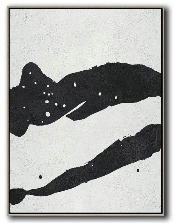 Large Abstract Art,Black And White Minimal Painting On Canvas - Original Art Acrylic Painting