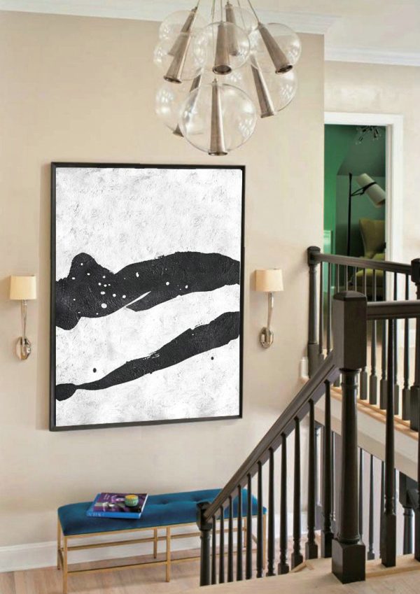 Large Abstract Art,Black And White Minimal Painting On Canvas - Original Art Acrylic Painting - Image 2