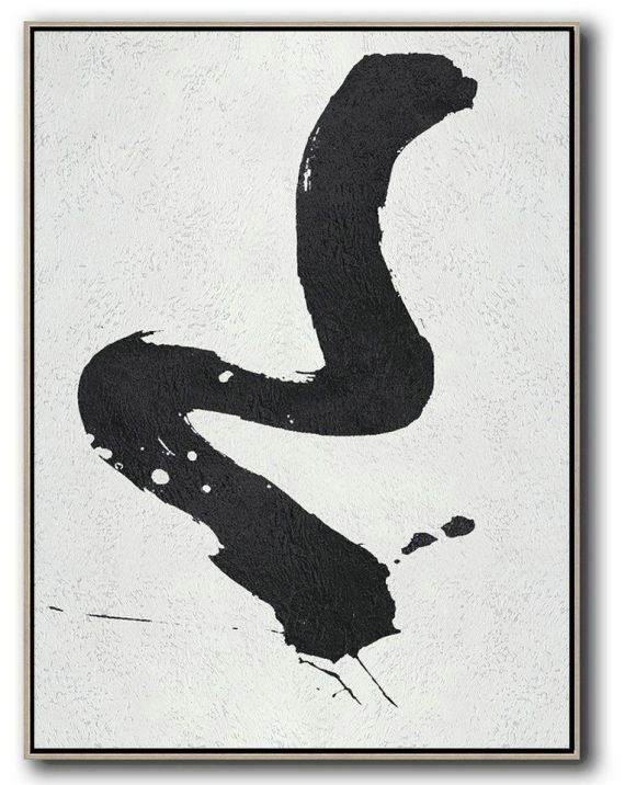 Large Abstract Art Handmade Painting,Black And White Minimal Painting On Canvas - Abstract Art On Canvas, Modern Art