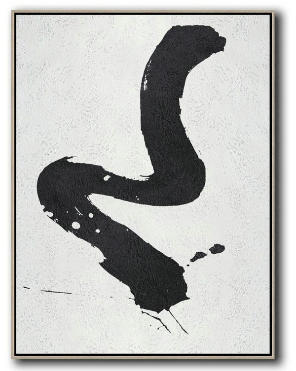 Large Abstract Art Handmade Painting,Black And White Minimal Painting On Canvas - Abstract Art On Canvas, Modern Art