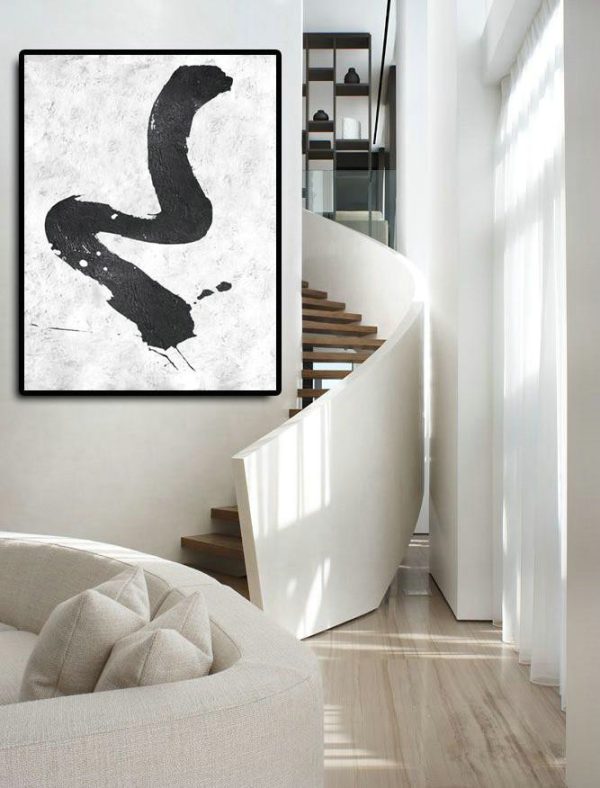 Large Abstract Art Handmade Painting,Black And White Minimal Painting On Canvas - Abstract Art On Canvas, Modern Art - Image 5