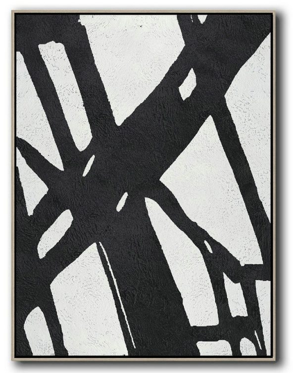 Handmade Large Painting,Black And White Minimal Painting On Canvas - Personalized Canvas Art