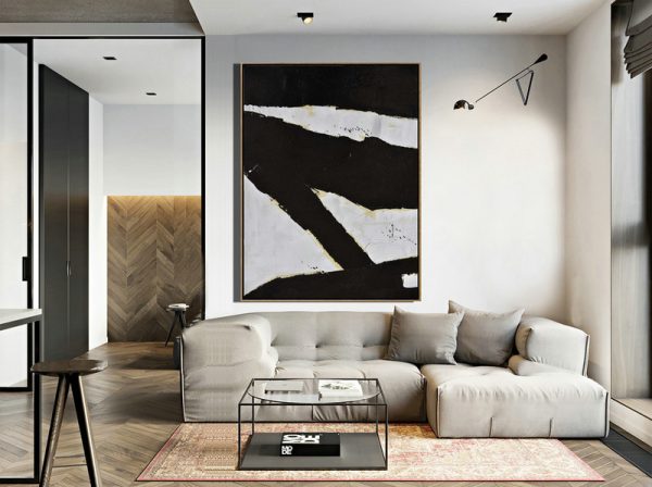 Hand Made Abstract Art,Minimalist Painting On Canvas, Palette Knife Vertical Minimal Art - Large Oil Canvas Art - Image 5