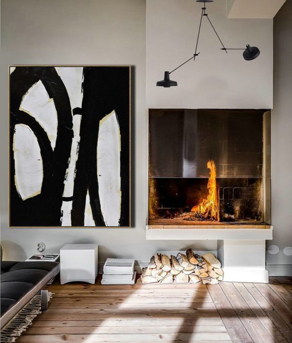 Handmade Painting Large Abstract Art,Minimalist Painting On Canvas, Palette Knife Vertical Minimal Art - Large Wall Art Home Decor - Image 3