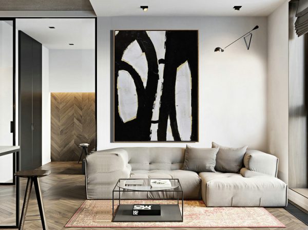 Handmade Painting Large Abstract Art,Minimalist Painting On Canvas, Palette Knife Vertical Minimal Art - Large Wall Art Home Decor - Image 5