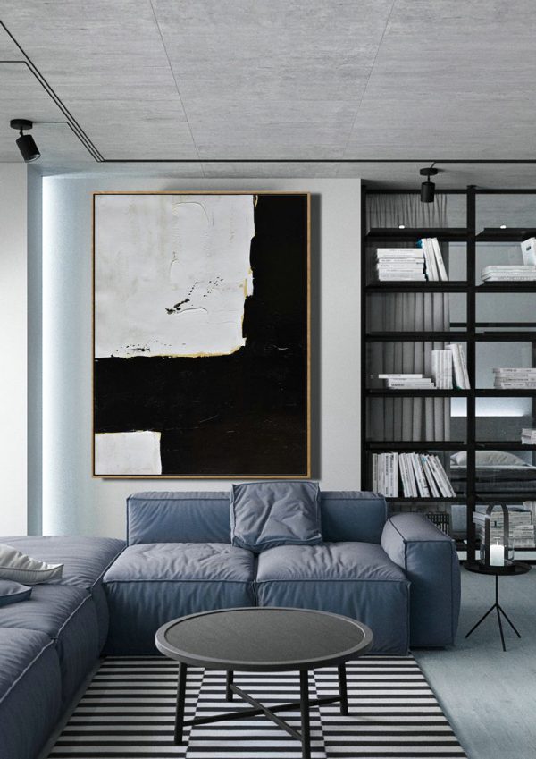 Extra Large Acrylic Painting On Canvas,Minimalist Painting On Canvas, Palette Knife Vertical Minimal Art - Canvas Artwork For Sale - Image 5