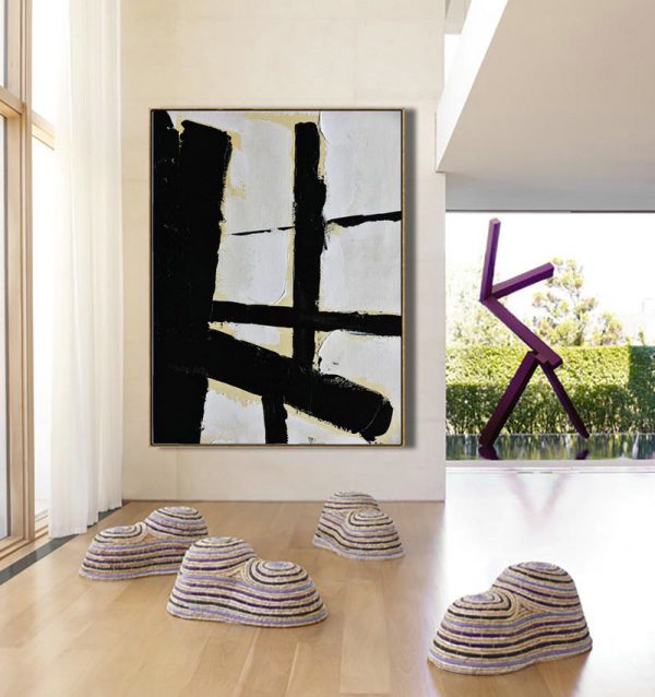 Large Abstract Art,Minimalist Painting On Canvas, Palette Knife Vertical Minimal Art - Abstract Painting On Canvas - Image 4