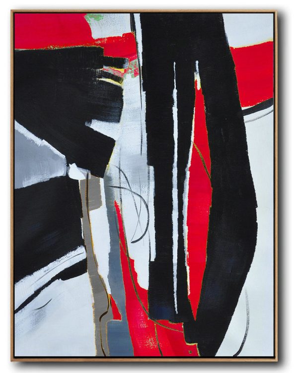 Pop Art Canvas,Hand Painted Large Vertical Red Contemporary Painting On Canvas,Large Canvas Art,Modern Art Abstract Painting,Black,White,Red,Grey,Pale Blue.etc