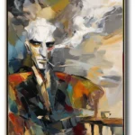 Abstract Pipe Smoker Portrait | Textured Oil Painting | Colorful Expressionist Art
