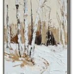 Winter Birch Forest Oil Painting | Serene Snowscape Art | Textured Canvas Wall Decor