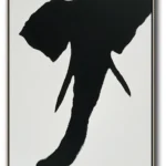 Monolithic Elephant Abstraction | Tactile Carbon Black Silhouette | Minimalist Canvas Sculpture