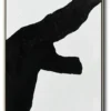 Abstract black sculptural form with rough-textured edges on pure white background. Asymmetrical composition with significant negative space. No text or additional elements.