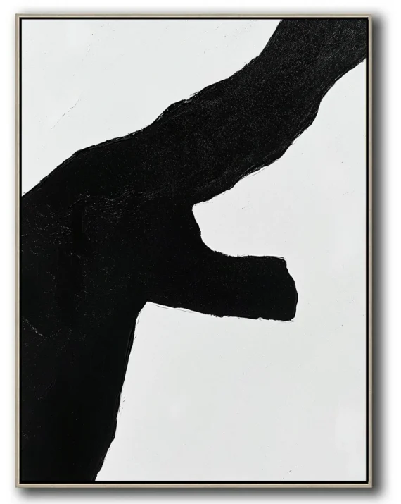 Abstract black sculptural form with rough-textured edges on pure white background. Asymmetrical composition with significant negative space. No text or additional elements.