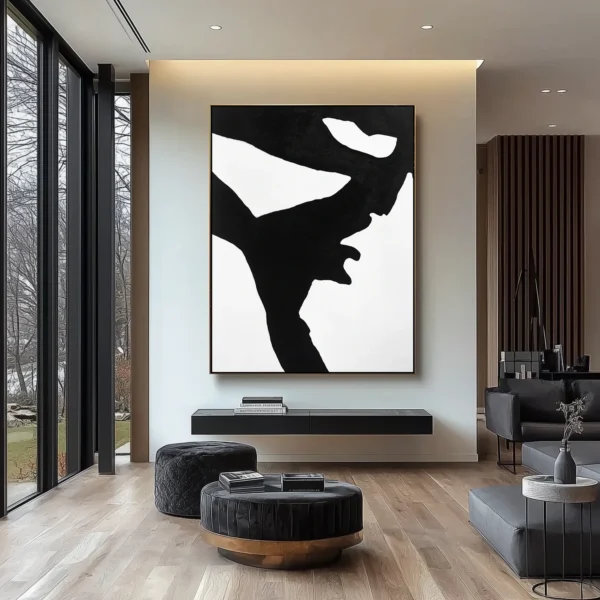 Abstract black geometric human profile silhouette with angular contours against pure white background. No text or discernible details present. Minimalist monochromatic composition.