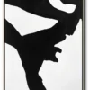 Abstract black geometric human profile silhouette with angular contours against pure white background. No text or discernible details present. Minimalist monochromatic composition.