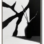 Monochrome Vase Still Life | Minimalist Black & White Oil Painting | Abstract Floral Contour Art