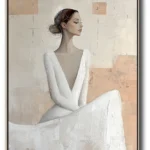 Serene Lady in White | Abstract Texture Portrait | Minimalist Elegance Canvas Art